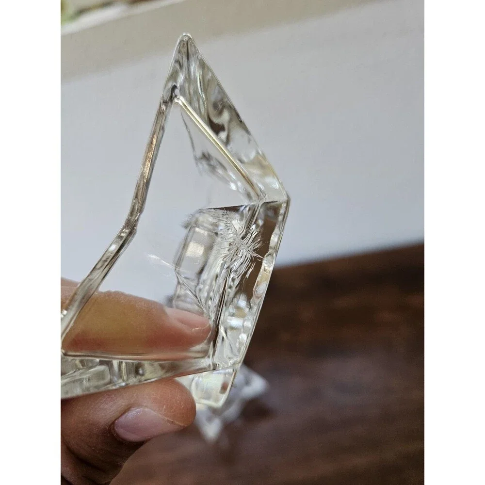 Vintage Clear Glass Star Candle Holders Set of 2 Taper Holders